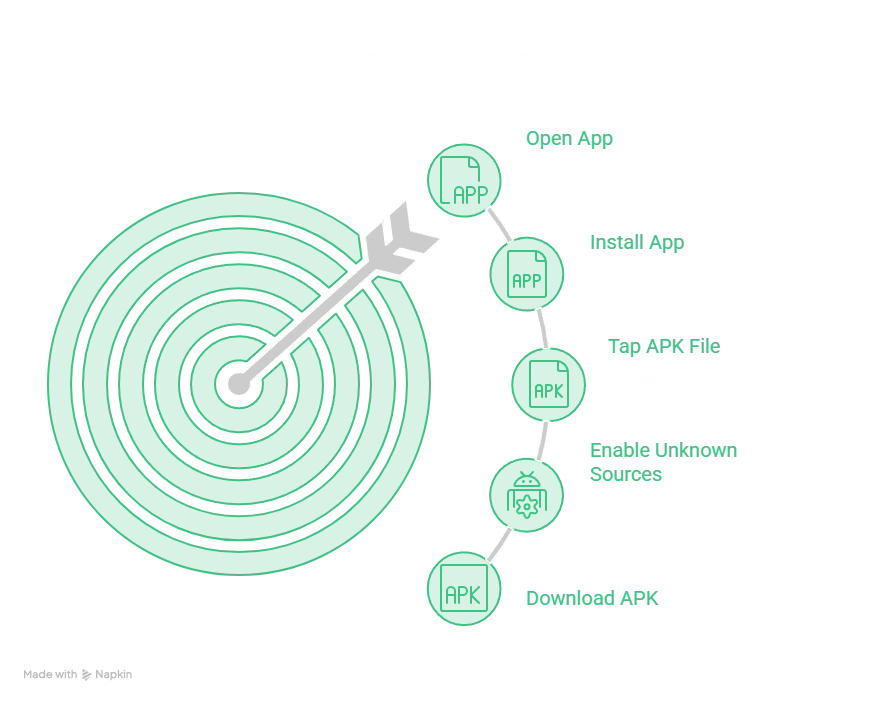 A clear infographic that shows how to download castle apk